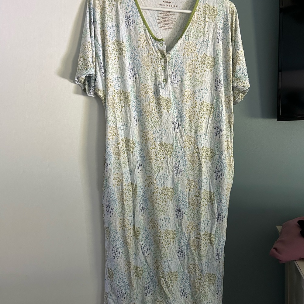 Little Sleepies Green and Blue Pajama Dress